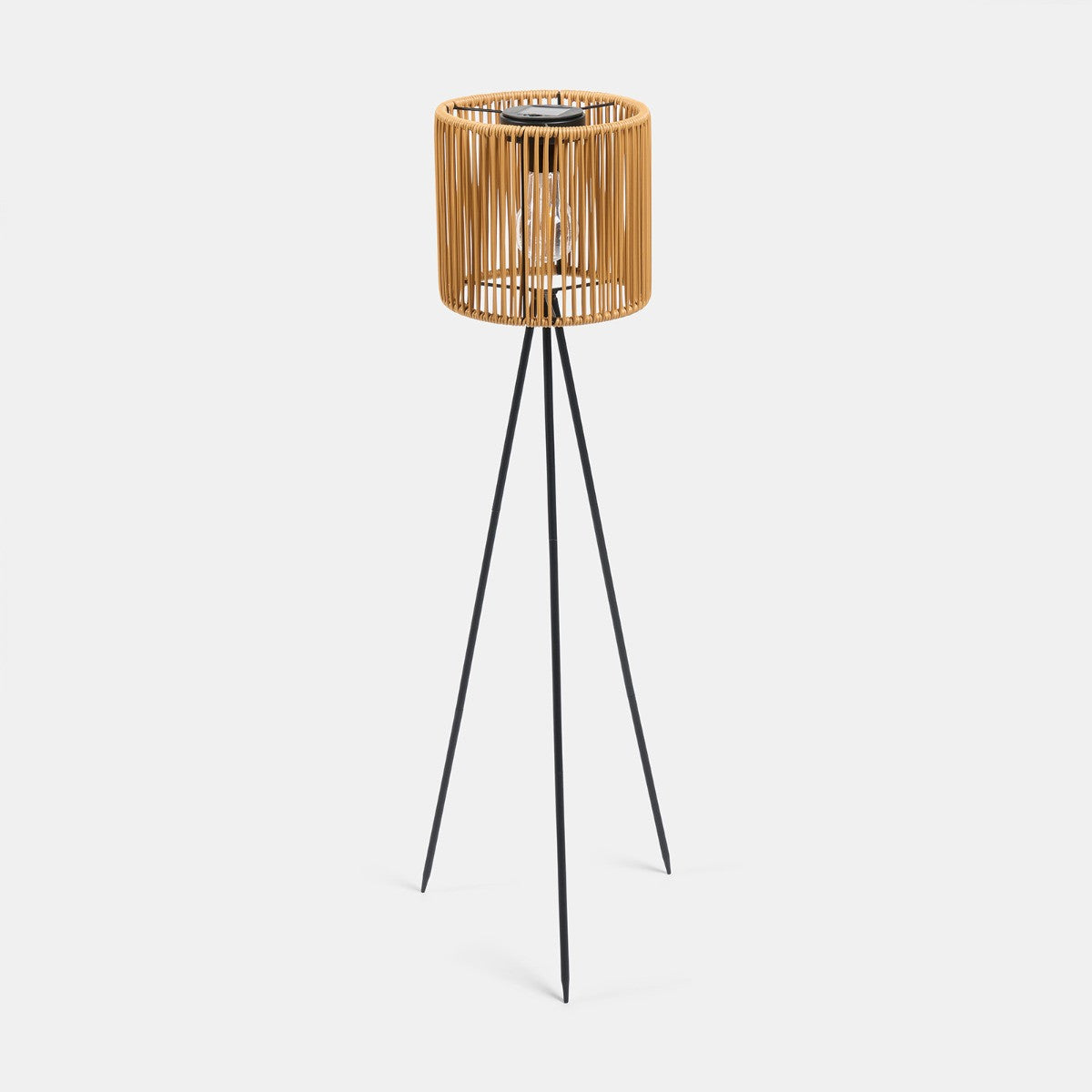 Natural Rattan Solar Garden Floor Lamp with Tripod Stand – 80cm