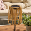 Natural Rattan Solar Garden Table Lamp with Auto Dusk Sensor – 30cm