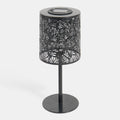 Black Leaf-Cutout Metal Solar Outdoor Table Lamp – 30cm