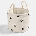 OHS monochrome soft paw-print round toy storage basket