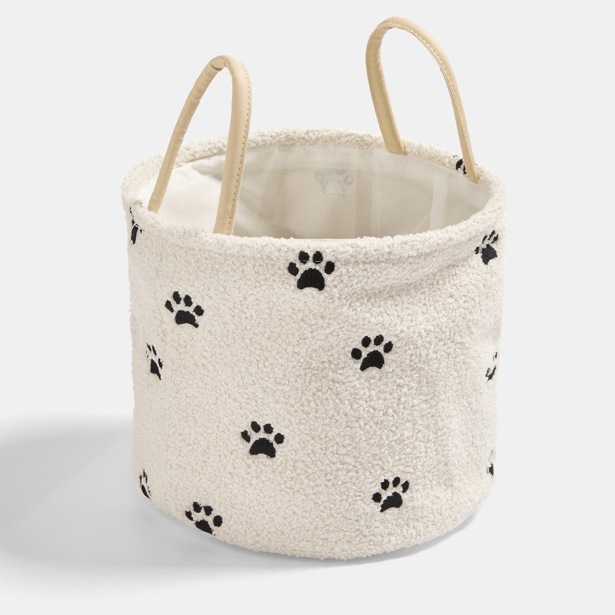 OHS monochrome soft paw-print round toy storage basket