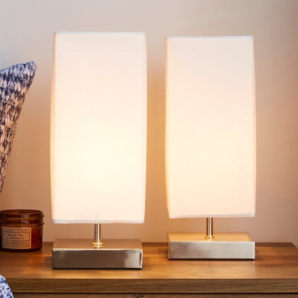 Charlotte Cream Touch-Dimmable Chrome Table Lamps – Set of 2