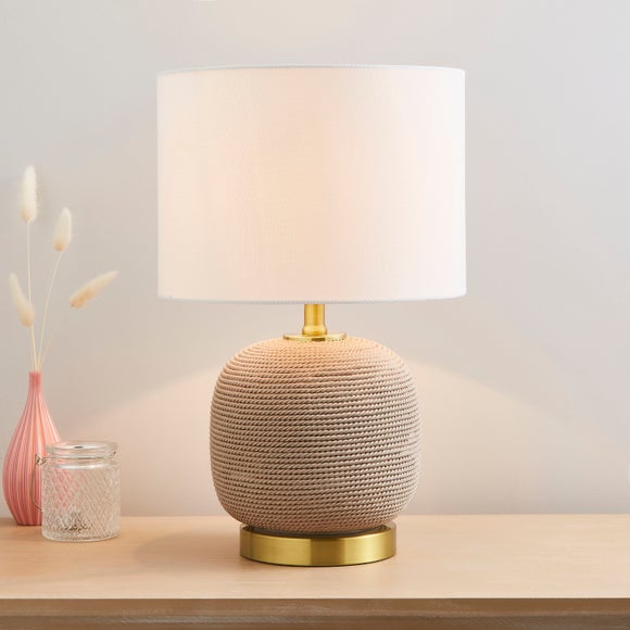 Clementine Natural Rope-Effect Table Lamp with Ivory Shade – 47cm