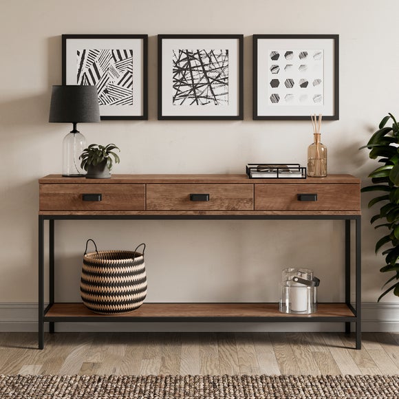 Fulton Industrial Extra-Wide Pine-Effect Console Table