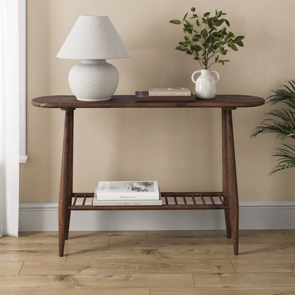 Haider Solid Acacia Wood Console Table with Storage Shelf