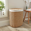 Country Seagrass Double-Compartment Laundry Basket with Removable Liner – 55cm