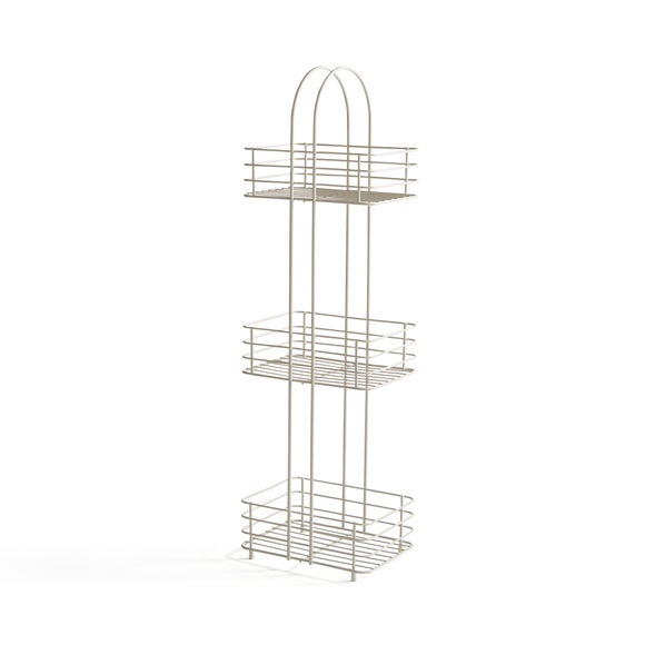 Grey metal three tier wire bathroom caddy