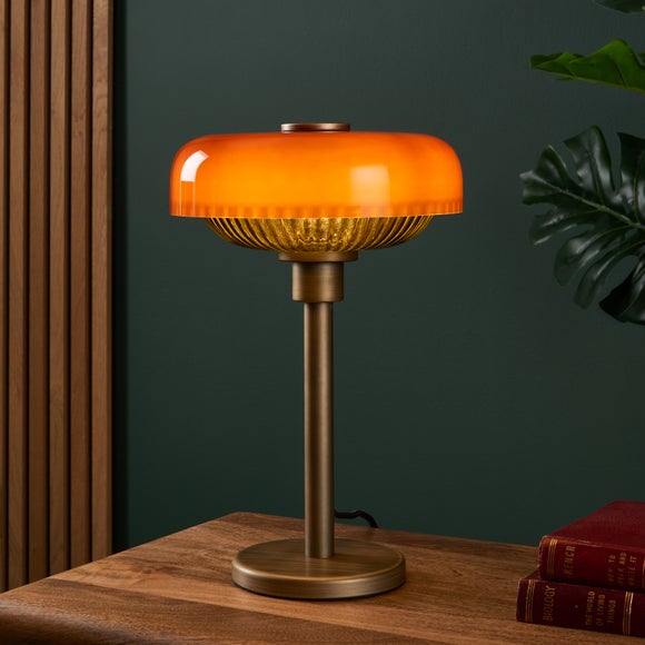 Floyd Retro Ribbed Glass Table Lamp – Red, 34cm