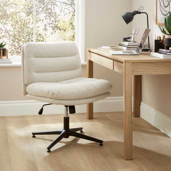 Bertha Tonal Bouclé Wide Cross-Legged Office Chair