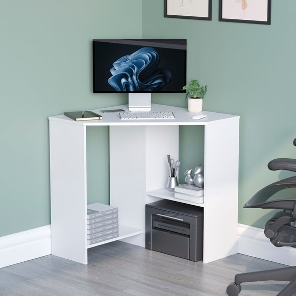Hetton Compact Corner Desk with 2 Shelves
