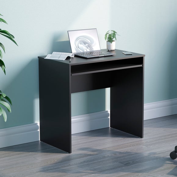 Huby Computer Desk with Pull-Out Keyboard Shelf – Black