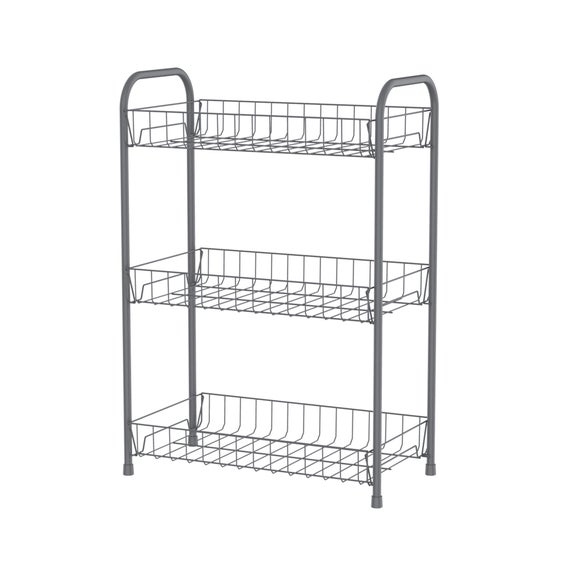 Dunelm Grey 3-Tier Slimline Kitchen Storage Trolley – 63cm