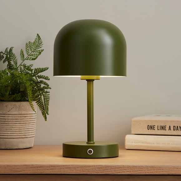 Keko Olive Green Rechargeable Touch-Dimmable Table Lamp – 24cm