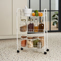 White 3-Tier Metal Wire Kitchen Storage Trolley