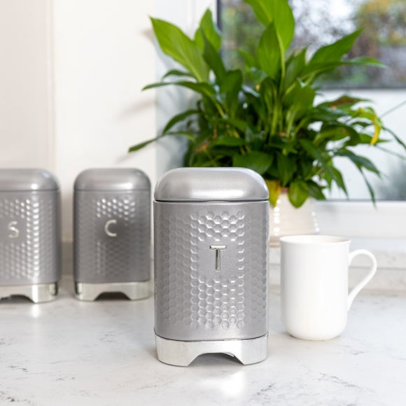 KitchenCraft Lovello Square Carbon Steel Kitchen Canister – Grey