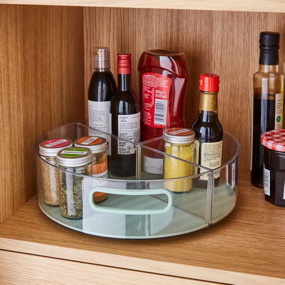 12-Inch 3-Compartment Rotating Fridge & Pantry Turntable with Mat