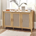 Sydney Oak-Effect Rattan-Print 3-Door Sideboard