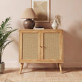 Jordyn Compact Rattan-Detail Sideboard – Mango Wood Effect