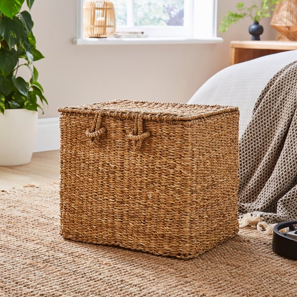 Natural Seagrass Storage Trunk with Lid