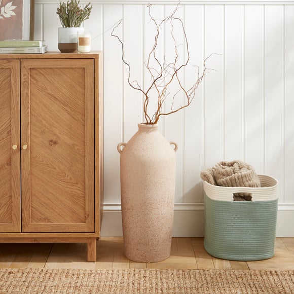 Tall Stone Bottle Vase with Handles