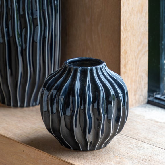 Cedar & Sage Organic Ribbed Ceramic Vase
