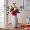 Ribbed Ceramic Vase with Beaded Edge