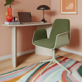 Leny Olive Green Upholstered Low-Back Swivel Office Chair
