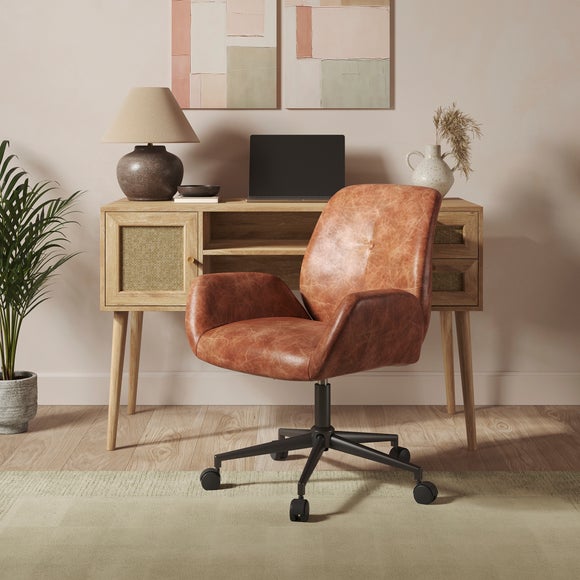 Ginny Tan Faux Leather Height-Adjustable Swivel Office Chair