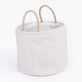 Cream bouclé storage basket with two handles