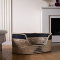 Black & Natural Woven Seagrass Pet Bed