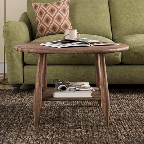 Haider Acacia Wood Coffee Table with Shelf