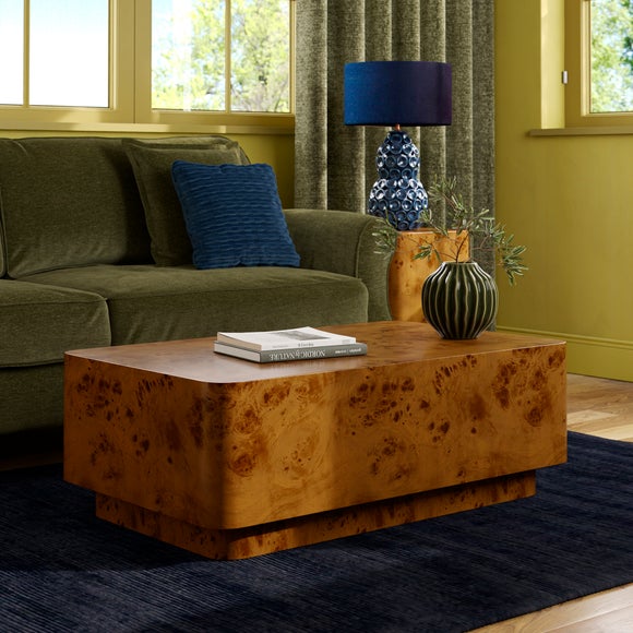 Seana Burl-Veneer Coffee Table – Dark Wood