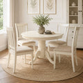 Stanmore Off-White Extendable Round Dining Table – 4 to 6 Seater