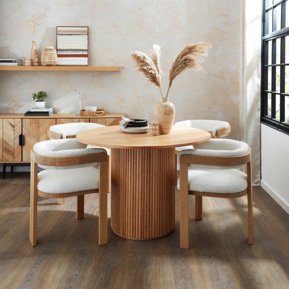 Amari Round Oak Dining Table – 4 Seater