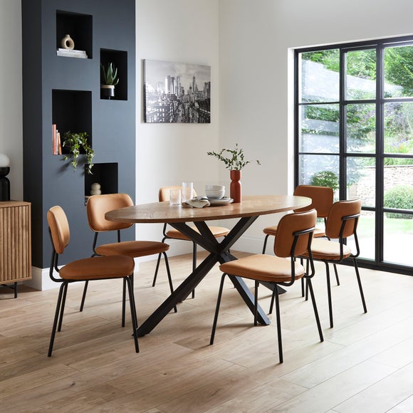 Xavi Oval Oak Parquet Dining Table – 6 Seater