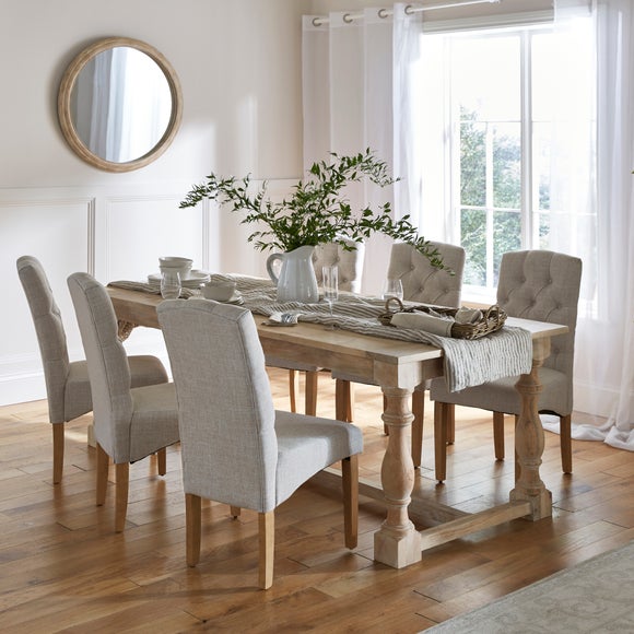 Bridget Whitewashed Mango Wood Extendable Dining Table – 6 to 8 Seater