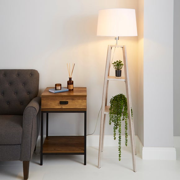 Beaumont Wooden Plant-Stand Floor Lamp