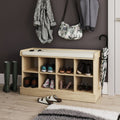 Kempton Oak-Effect Shoe Storage Bench with Cushioned Seat
