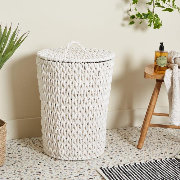 Cable-Knit Textured Laundry Basket