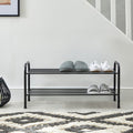 Black Metal 2-Tier Shoe Rack – Compact Hallway Storage