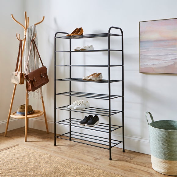 Black Metal 8-Tier Shoe Rack – Holds up to 32 Pairs