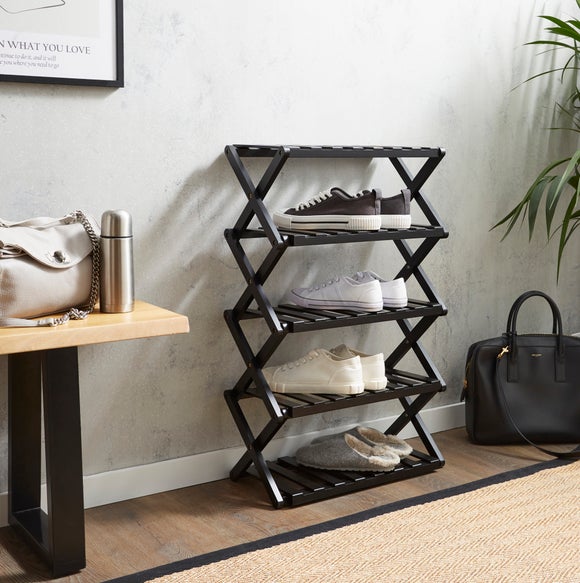 Natural Bamboo 5-Tier Shoe Rack