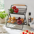 Black Wire Two-Tier Kitchen Storage Rack with 2 Baskets