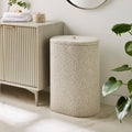 Cream Bouclé Oval Laundry Basket with Lid