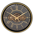 Widdop Black & Gold Triple Moving Gear Wall Clock – 35cm