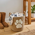 Natural Seagrass Paw Print Pet Toy Storage Basket – 33cm