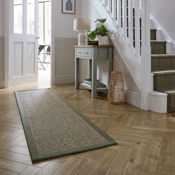 Sisal-Look Border Washable Hallway Runner