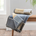 Super Soft Textured Blue Check Sofa Throw