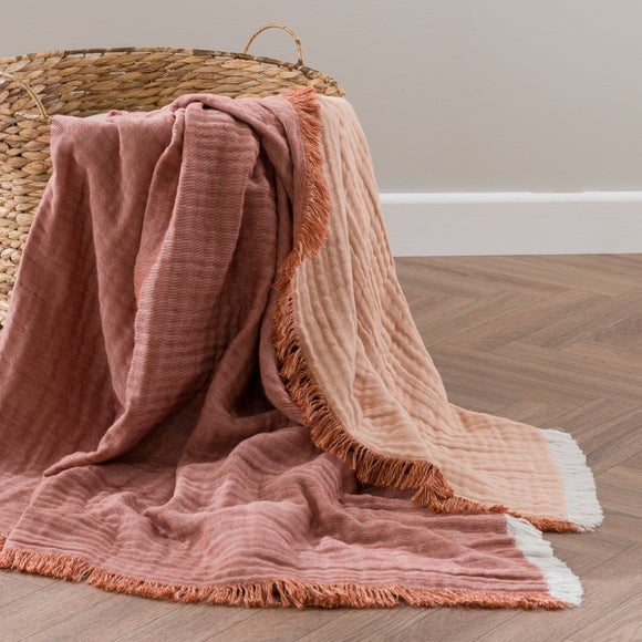 Reversible Muslin Cotton Decorative Sofa Throw