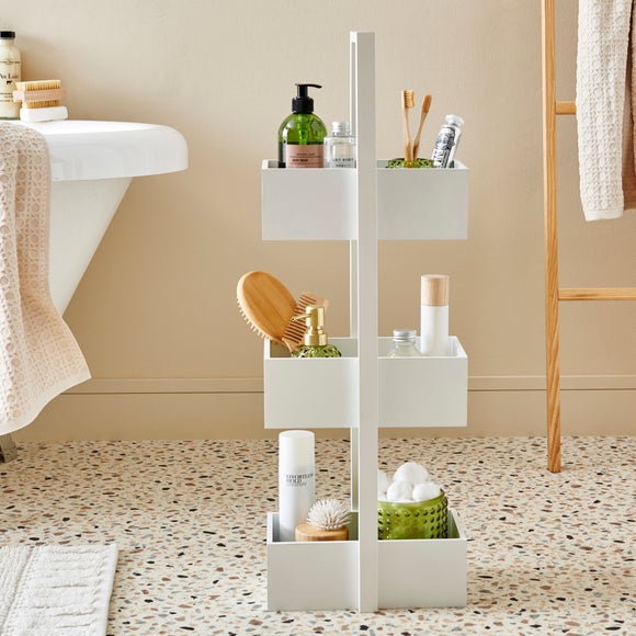White Wooden 3-Tier Freestanding Bathroom Storage Caddy – 72cm